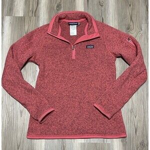 Patagonia Womens Size S Salmon Pink Better Sweater 1/4 Zip Fleece Mock Neck